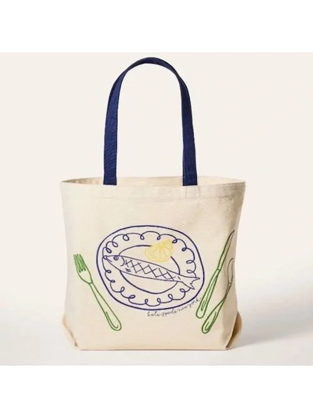Kate Spade x Target Fish Embroidered Canvas Tote Bag New